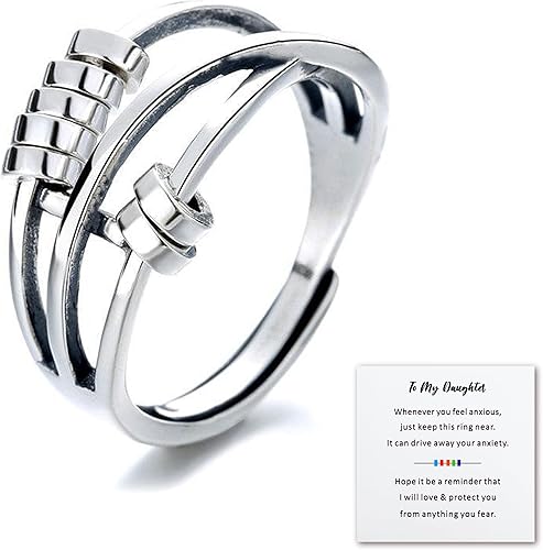 Long tiantian Anillo antiestrés para hija con texto en inglés "To my Daughter", regalo para hija de mamá, anillos de ansiedad para hija, regalos de disponible en Yaxa Colombia