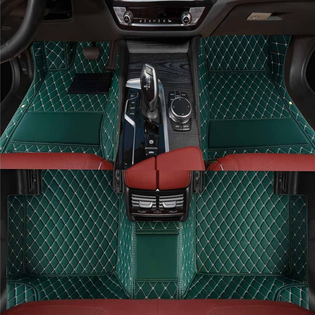 Custom Personalized Floor Mats ，Luxury Full Coverage All Weather Car Floor Mats，Anti-Slip Leather Car Mat Set ，Custom Floor Mat， for 99% of Cars, Trucks & SUV. (Green)