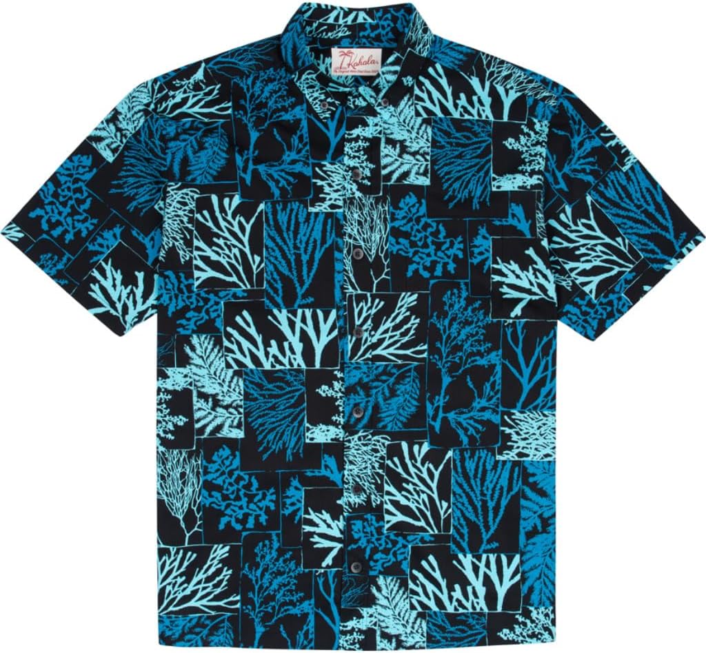 Kahala Men's Limu Hui Button Down Cotton Broadcloth Shirt