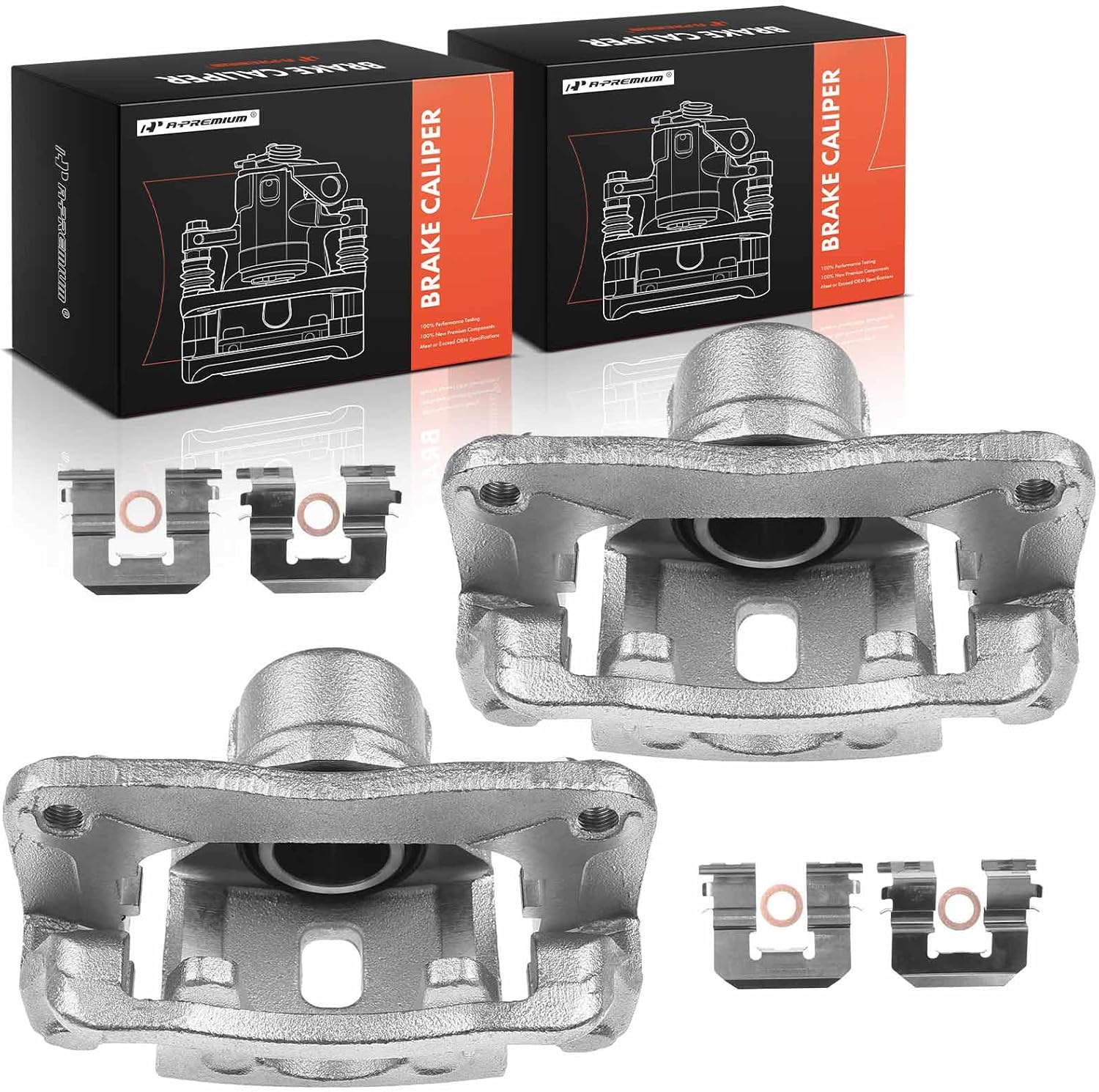 A-Premium 2-PC Rear Driver and Passenger Side Disc Brake Caliper Assembly with Bracket Compatible with Hyundai Genesis Coupe 2010-2016