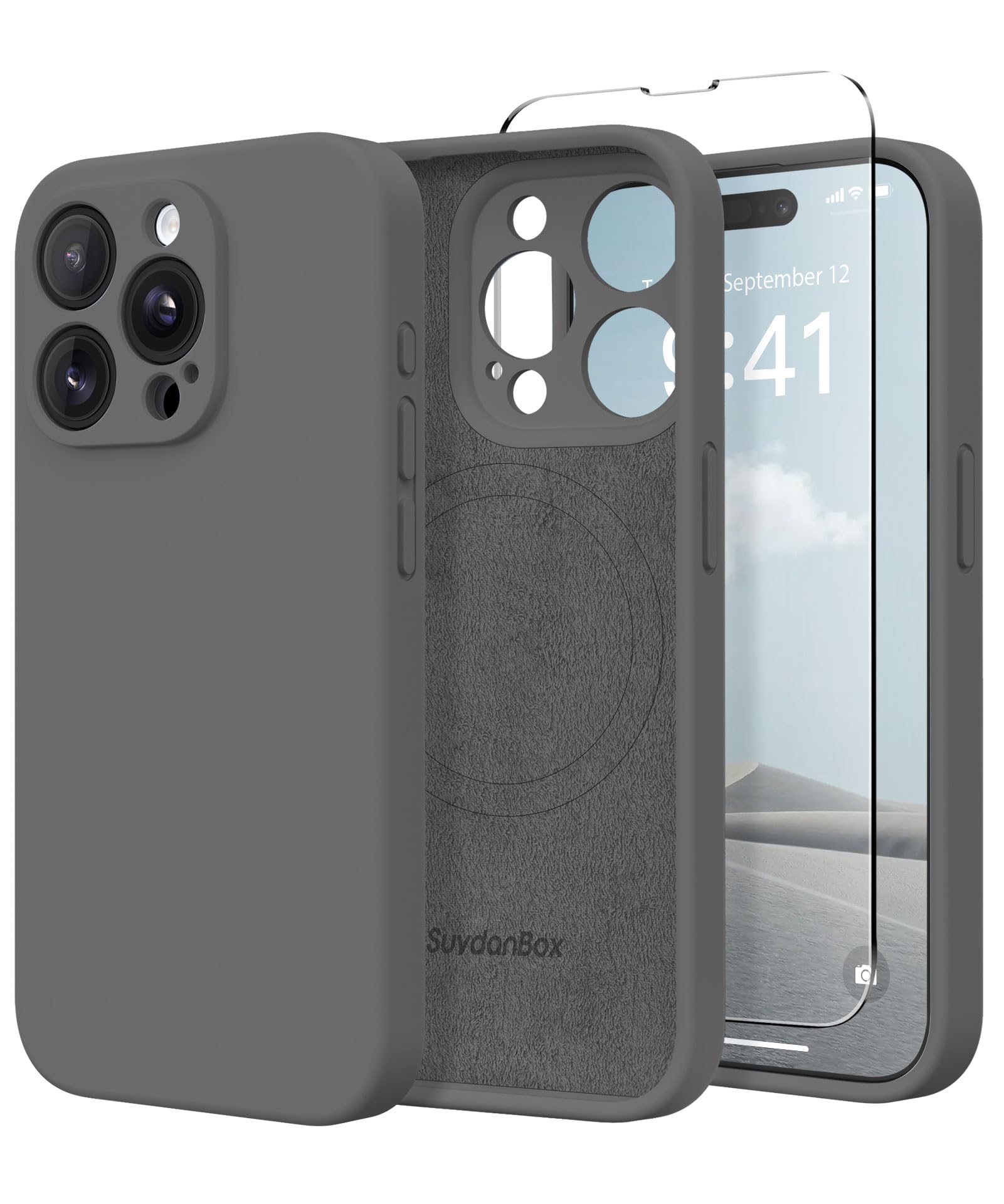 Magnetic for iPhone 14 Pro Case Silicone Dark Gray