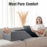 Vista 7 de LightEase Almohada de cuña doble para piernas poscirugía, rodilla, tobillo, almohada de espuma viscoelástica para lesiones, dormir, reposapiés