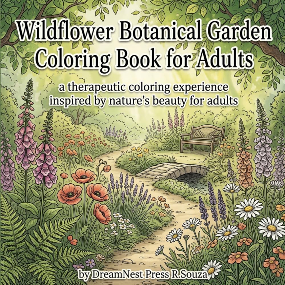Wildflower Botanical Garden Coloring Book for Adults: 40 Intricate Floral Designs Featuring Wildflowers, Meadow Plants and Garden Botanicals for Stress Relief and Relaxation (Bramble & Bloom)