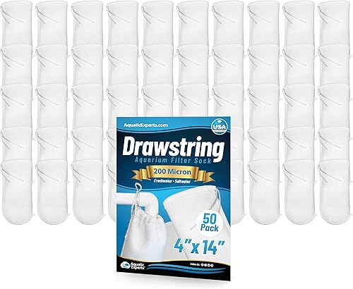 Miniatura 7 de Aquatic Experts Calcetines con filtro de cordón de 200 micrones, diseño sin anillo para sumideros, acuarios de agua salada y agua dulce, hechos a