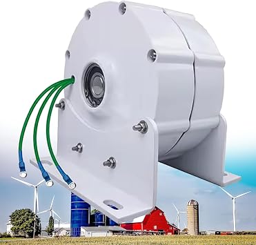 12000W Three-Phase Permanent Magnet Generator, 600Rpm Low RPM Generator with Base, Free Energy Gearless Permanent Magnet Generator for Wind Power and Water Conservancy,12V