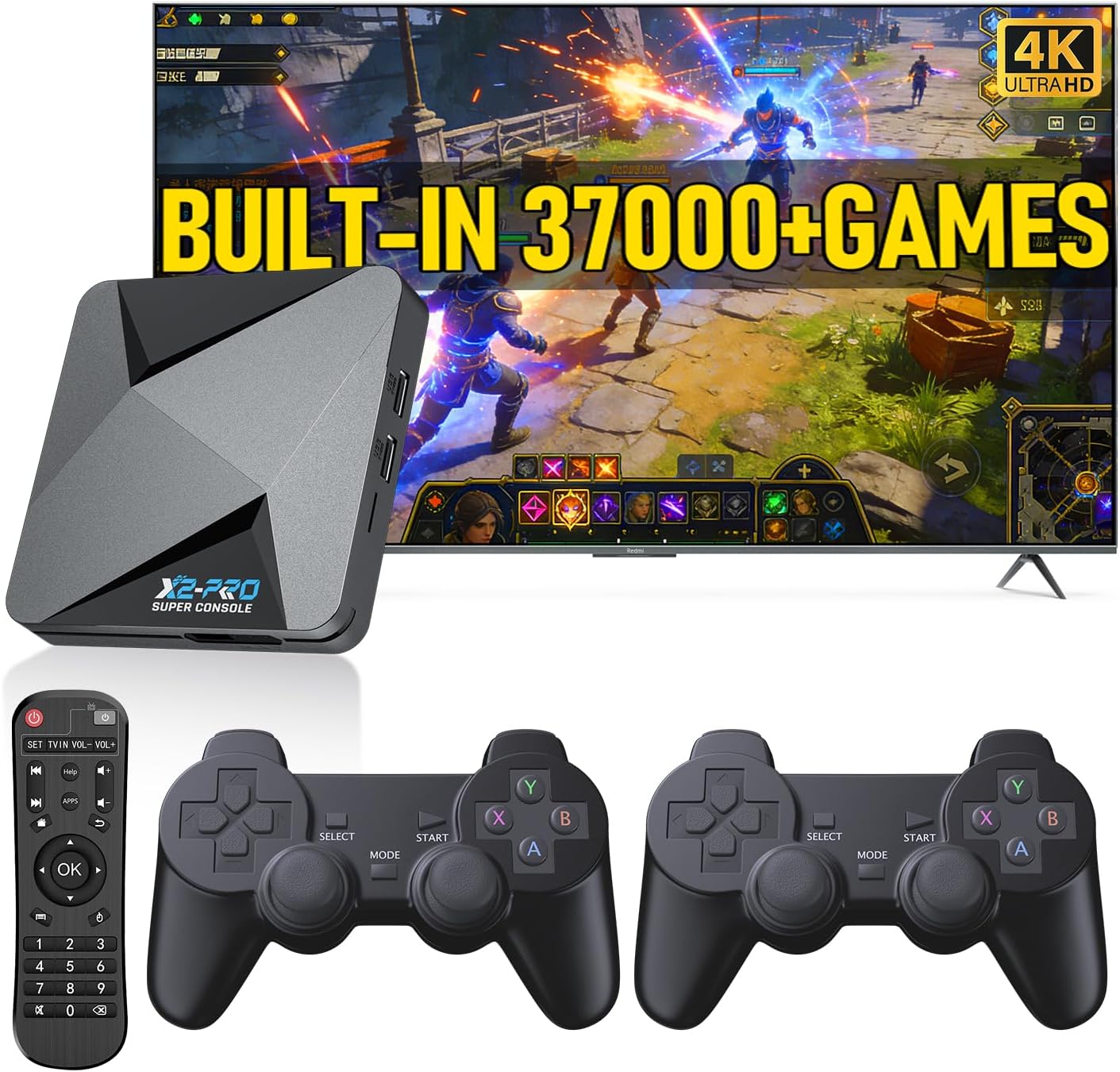 Kinhank Super Console X2 pro,Video Game Console with 37000+Classic Games,4K Retro Game Console,EmuELEC 4.6/Android 9.0 in 1