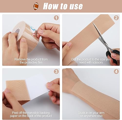 Miniatura 3 de 3 cintas de césped para brazos, cinta deportiva atlética de fútbol, fácil de rasgar, sin residuos pegajosos, cinta atlética extra ancha, cinta