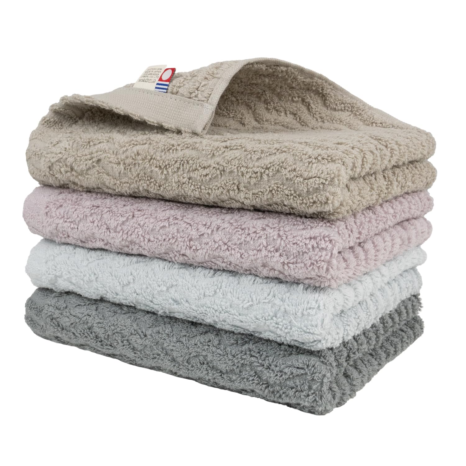 Oruta Nagisa Imabari Towel, Face Towel, Set of 4, Cotton, Fluffy, Skin-friendly, Absorbent, Made in Japan, Stylish, Cute, Gym, Bath, No Fluorescent Dyes, 13.0 x 33.5 inches (33 x 85 cm), Assorted : Ho