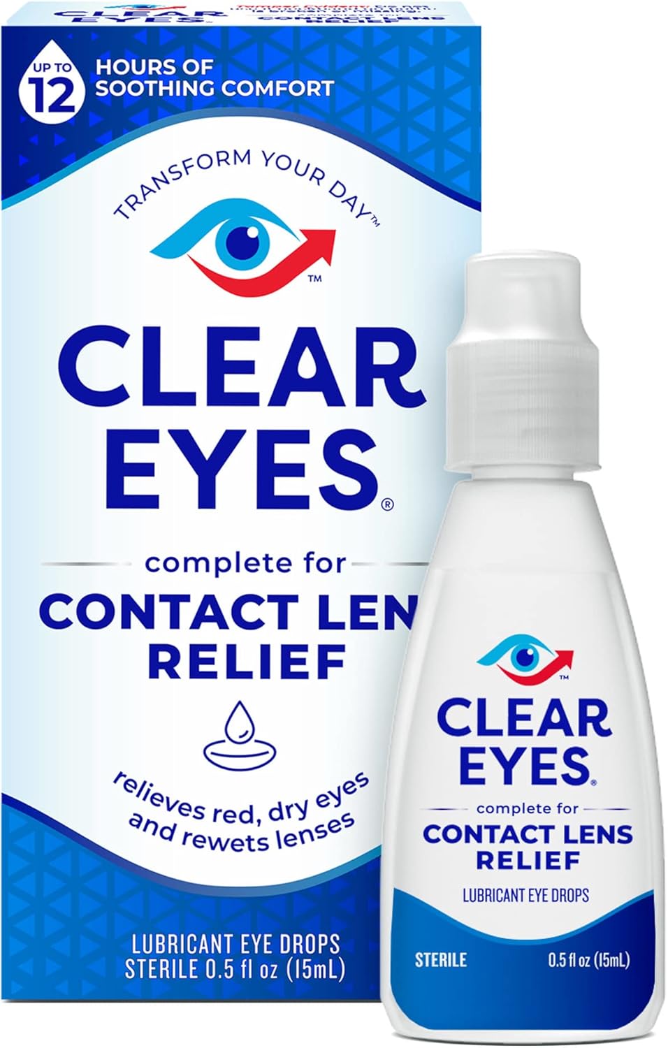 Clear Eyes Contact Lens Relief Eye Drops, 0.5 Fl Oz : Health & Household