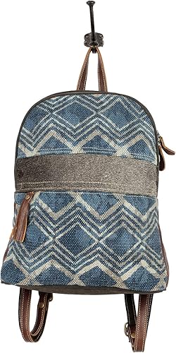 Miniatura 5 de Myra Bag Mochila de lona y piel de vaca reciclada Blue Breeze S-1571, Azul, Viajar