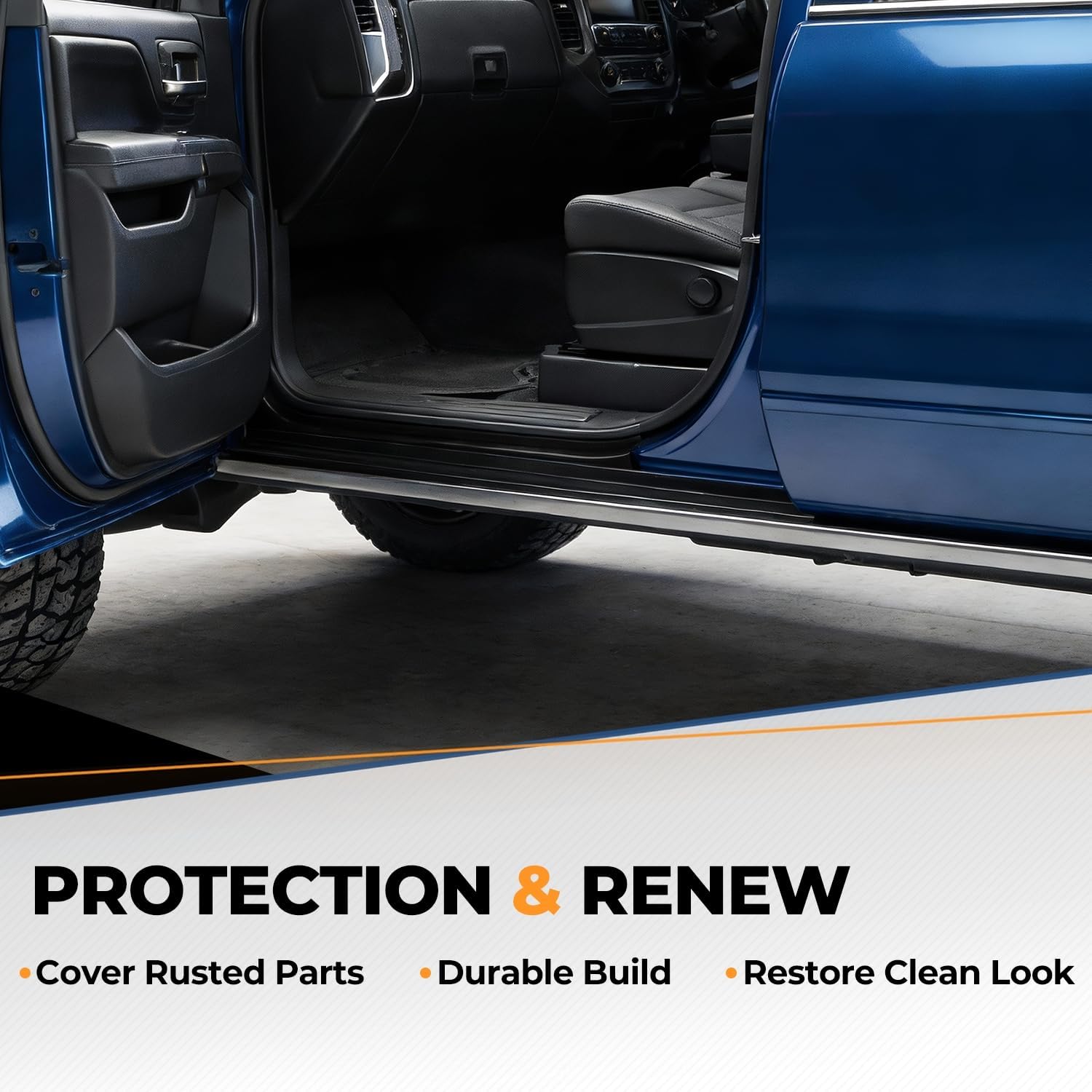 Auto Dynasty Rocker Panels Cab Corners Kit Compatible with 2014-2019 Chevrolet Silverado GMC Sierra 1500 2500 3500 HD Crew Cab, Left and Right Side, Primered Black