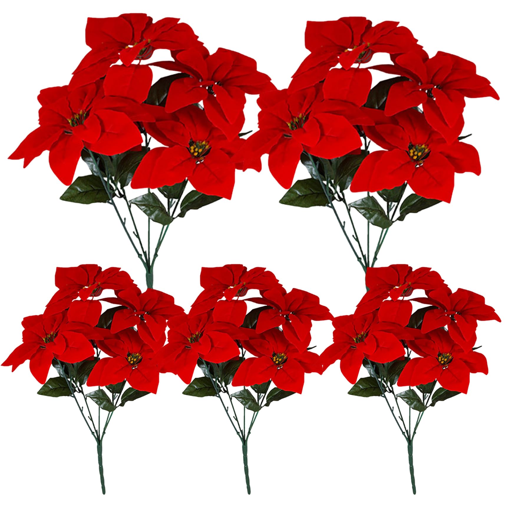 Fleurs de noël rouges en soie artificielles poinsettia pour décoration