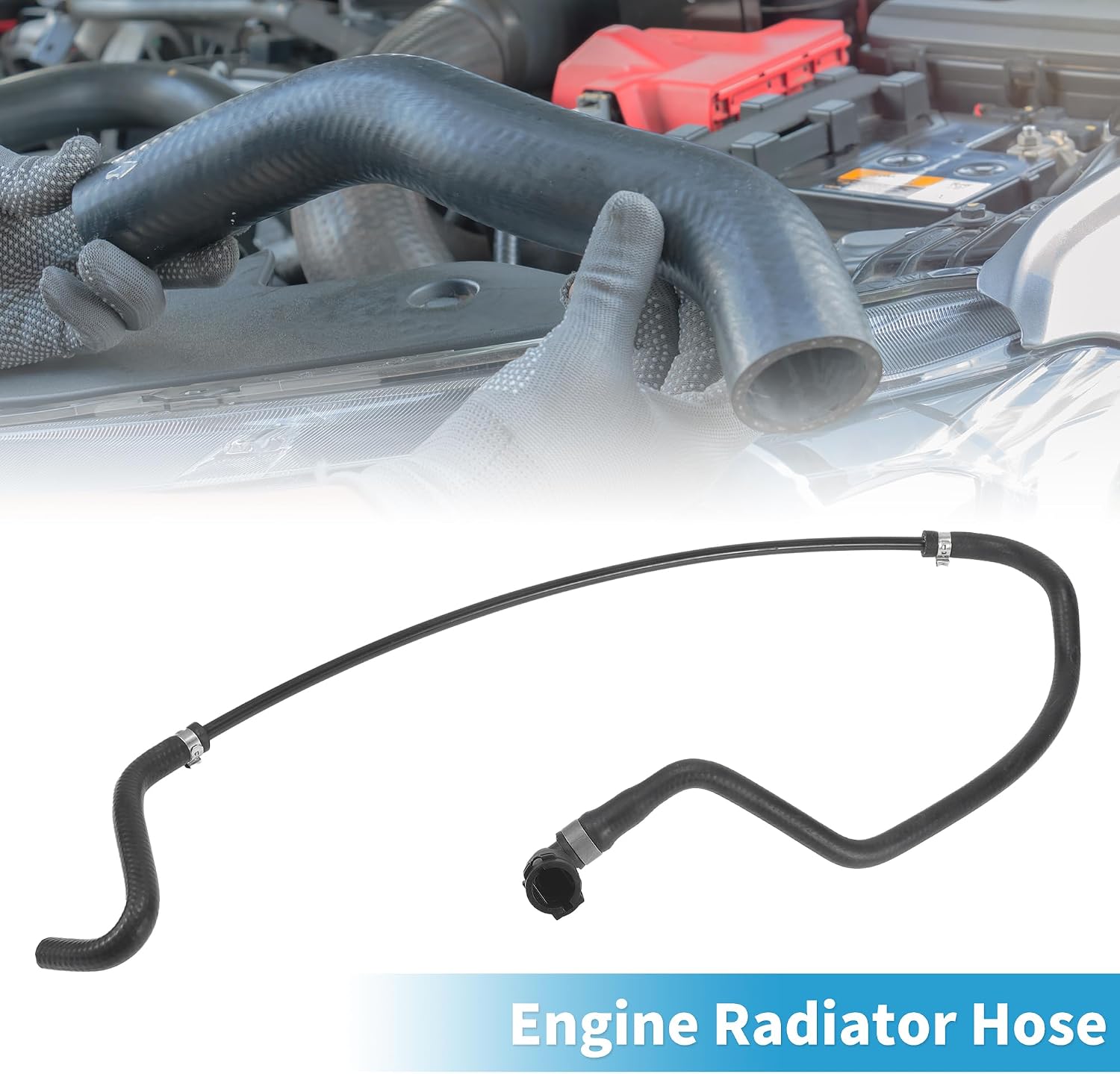 Engine Radiator Hose No.17127534527 Expansion Tank Water Pipe Hose for BMW 750i 750Li 4.8L 2006-2008 Rubber Black