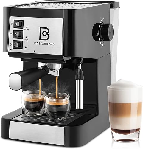 CASABREWS Máquina de café expreso de 20 bares, cafetera con espumador de leche de vapor, cafetera profesional y máquina de capuchino con tanque de
