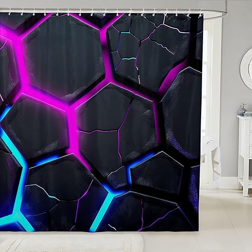 Miniatura 9 de Homewish Cortina de ducha de motocicleta negra para el hogar, baño, fondo oscuro, ganchos de decoración de baño, impermeable, 72 pulgadas de ancho x