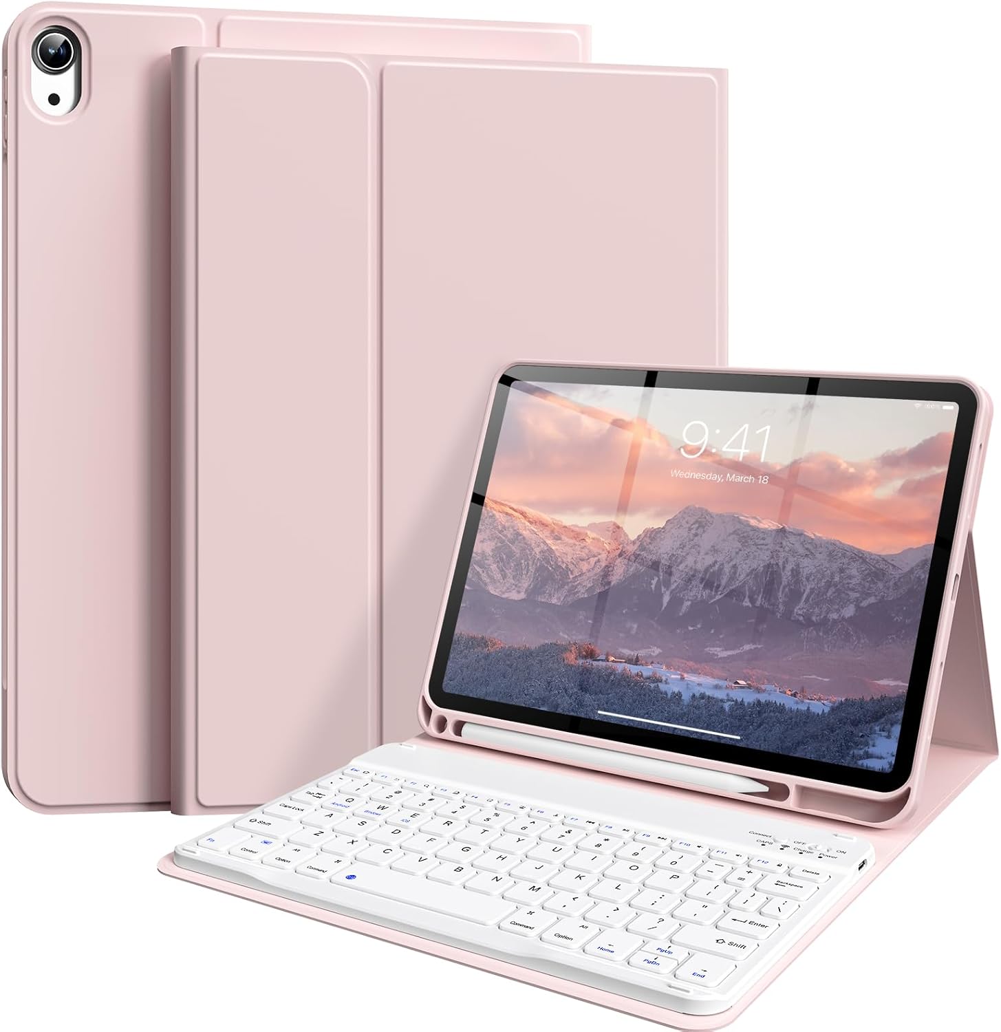 Keyboard Case for iPad (A16) 11th Gen 11 Inch 2025, iPad 10th Generation 10.9 inch 2022 with Pencil Holder, Wireless Keyboard and Slim Lightweight Soft Cover Auto Wake/Sleep, Pink