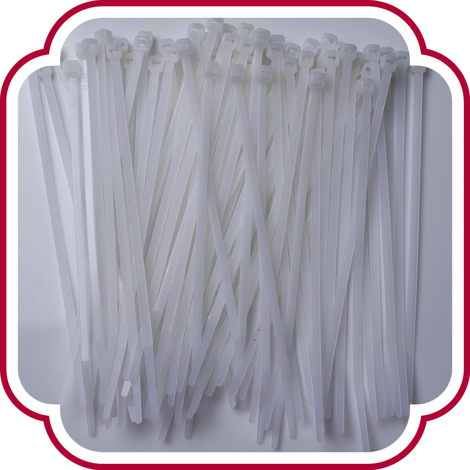 SHIVANSH TECHNOLOGY® Teeth Grip Nylon Self Locking Zip Cable Ties,White(200 mm x 2.5 mm,8" inch,Pack of 100)Multi-Purpose Heavy Duty Cord Management Ties,Plastic Ties for Home,Office,Garden,Workshop.