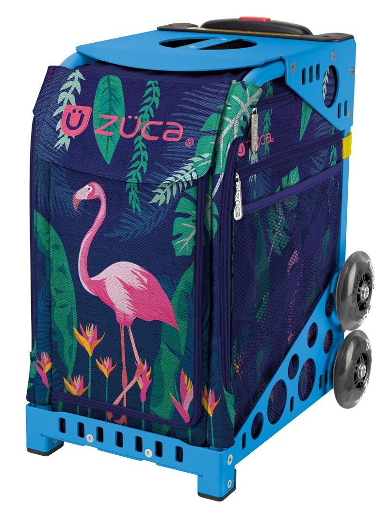 ZUCA Florida Flamingo Sport Insert Bag and Blue Frame with Flashing Wheels