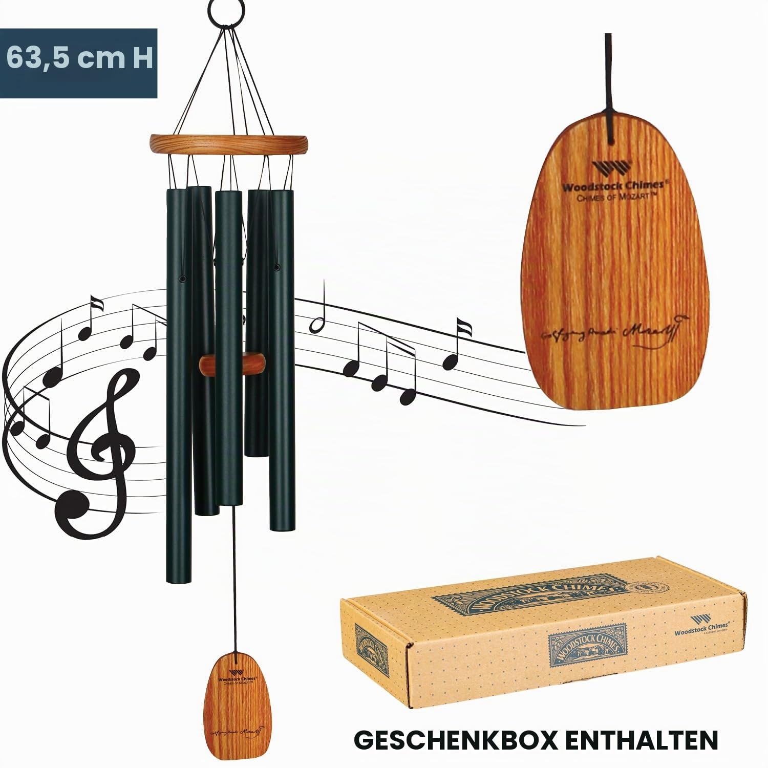 Woodstock Windspiel Mozart, Grün, 63,5 cm