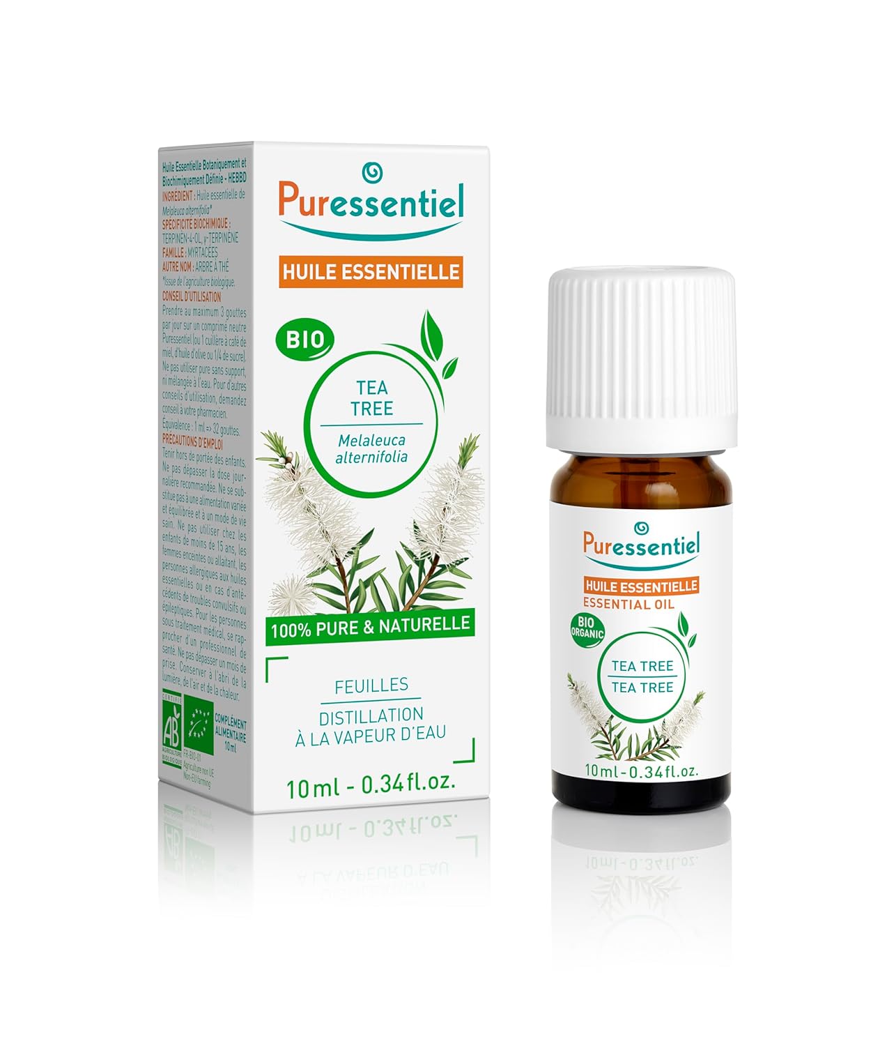Puressentiel Tea Tree Essential Oil, Aromatherapy Relief, Calming- 100% Pure, Organic & Natural – Therapeutic Grade, Premium & Certified Quality – Made in France – 0.3 fl oz