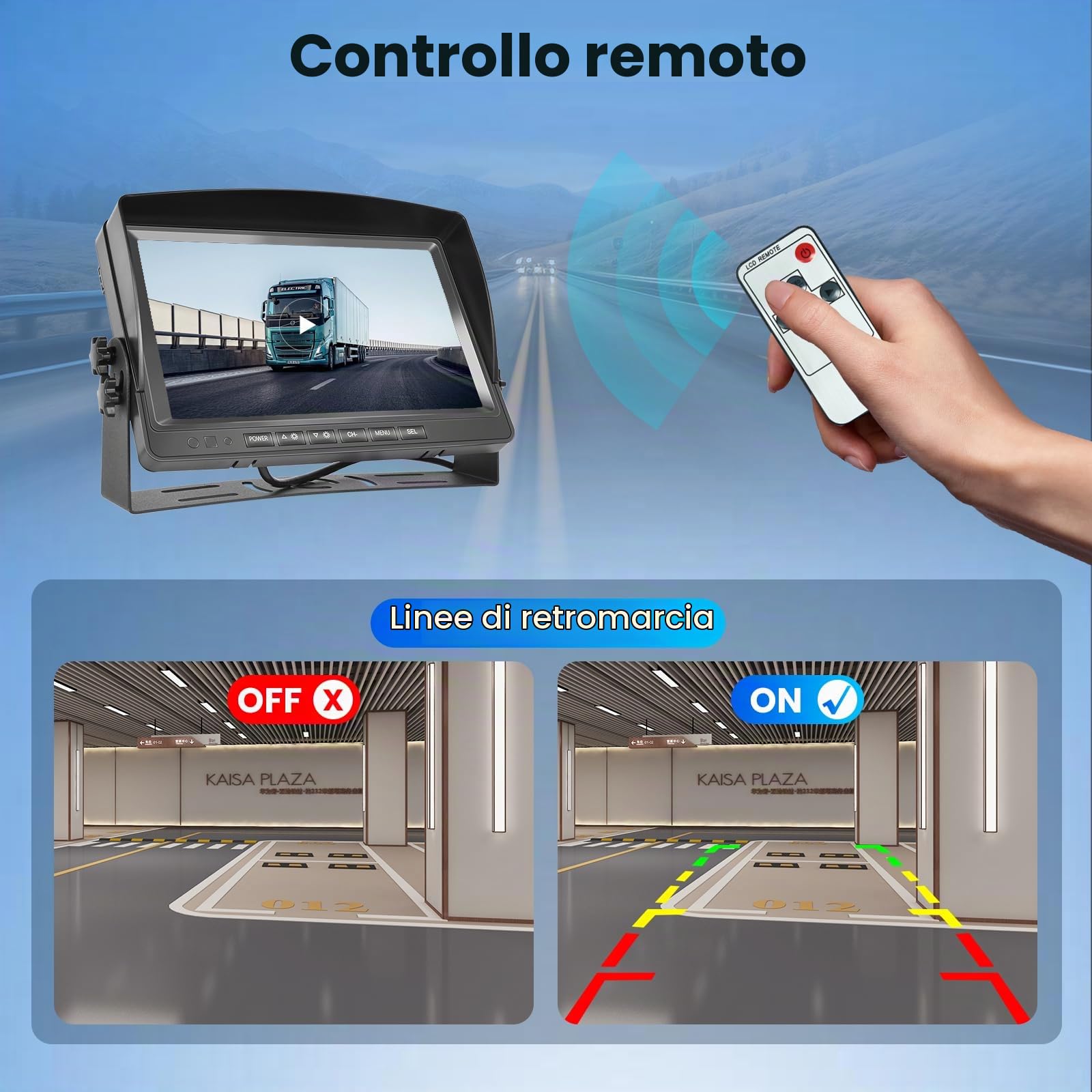 Telecamera Posteriore Set, 9 Pollici LCD Monitor con 2 AHD Telecamera Posteriore, IP69 Impermeabile, Visione Notturna con Cavo da 10m+10m, per Auto, Pick-Up, Camion, Piccoli Camper, Camper DC12V-35V