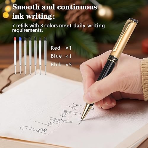 Miniatura 3 de Bolígrafos de bola de lujo, bolígrafo metálico retráctil con 10 recambios (negro, azul, rojo) para una escritura suave - Accesorios ejecutivos para