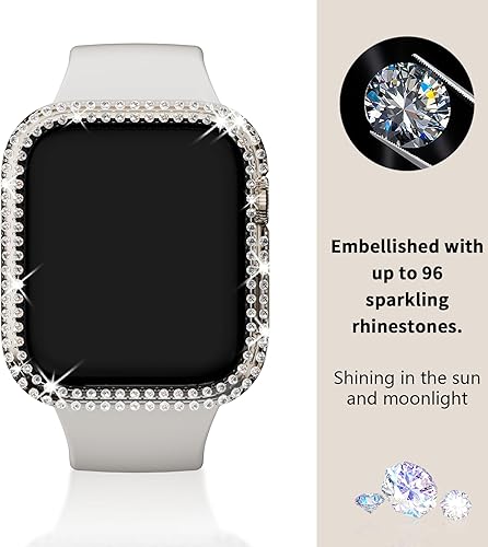 Miniatura 4 de Apple Watch Series 987 1.772 in Bumper Bling Case, paquete de 3 protectores de diamantes de imitación con purpurina para mujer, color rojo