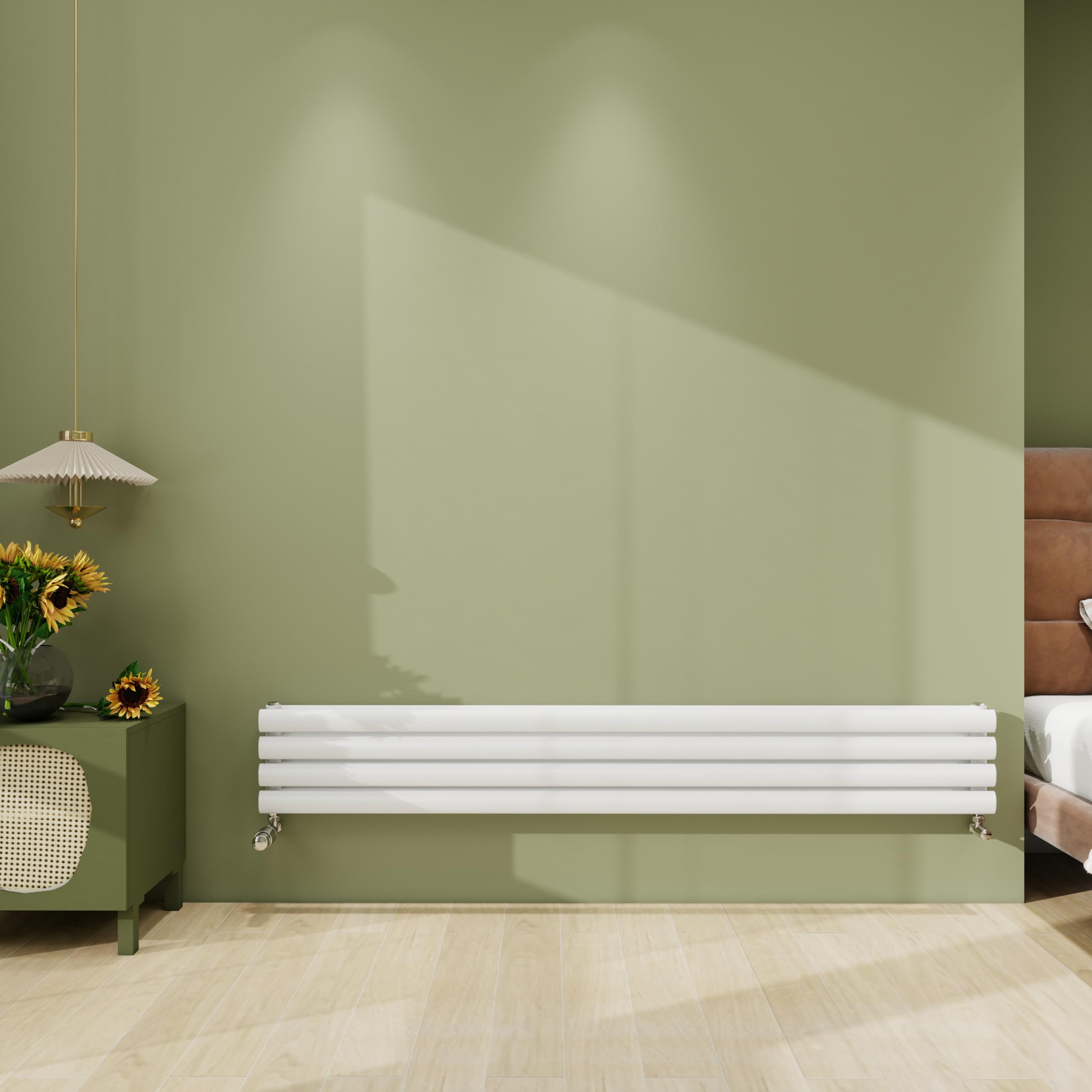 Biubiubath Designer Radiator Horizontal 236x1600mm White Oval Column Central Heating Radiator