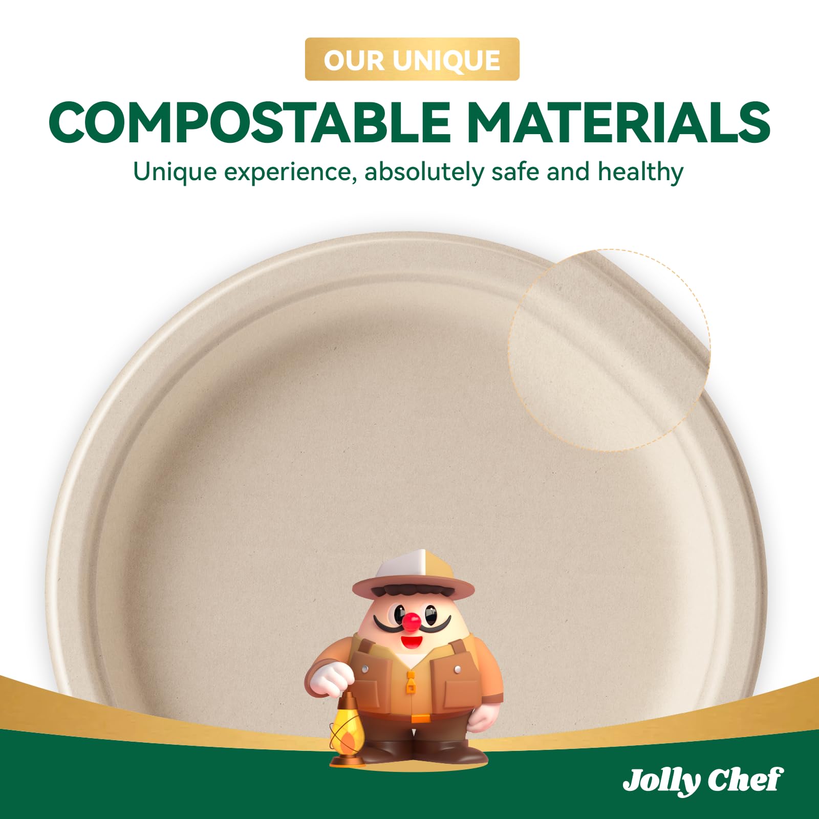 Platos de papel desechables compostables resistentes de 10 pulgadas, paquete de 150 unidades | Natural Plates - Bandejas redondas biodegradables de bagazo para fiestas, cenas, alimentos fríos y calientes (marrón)