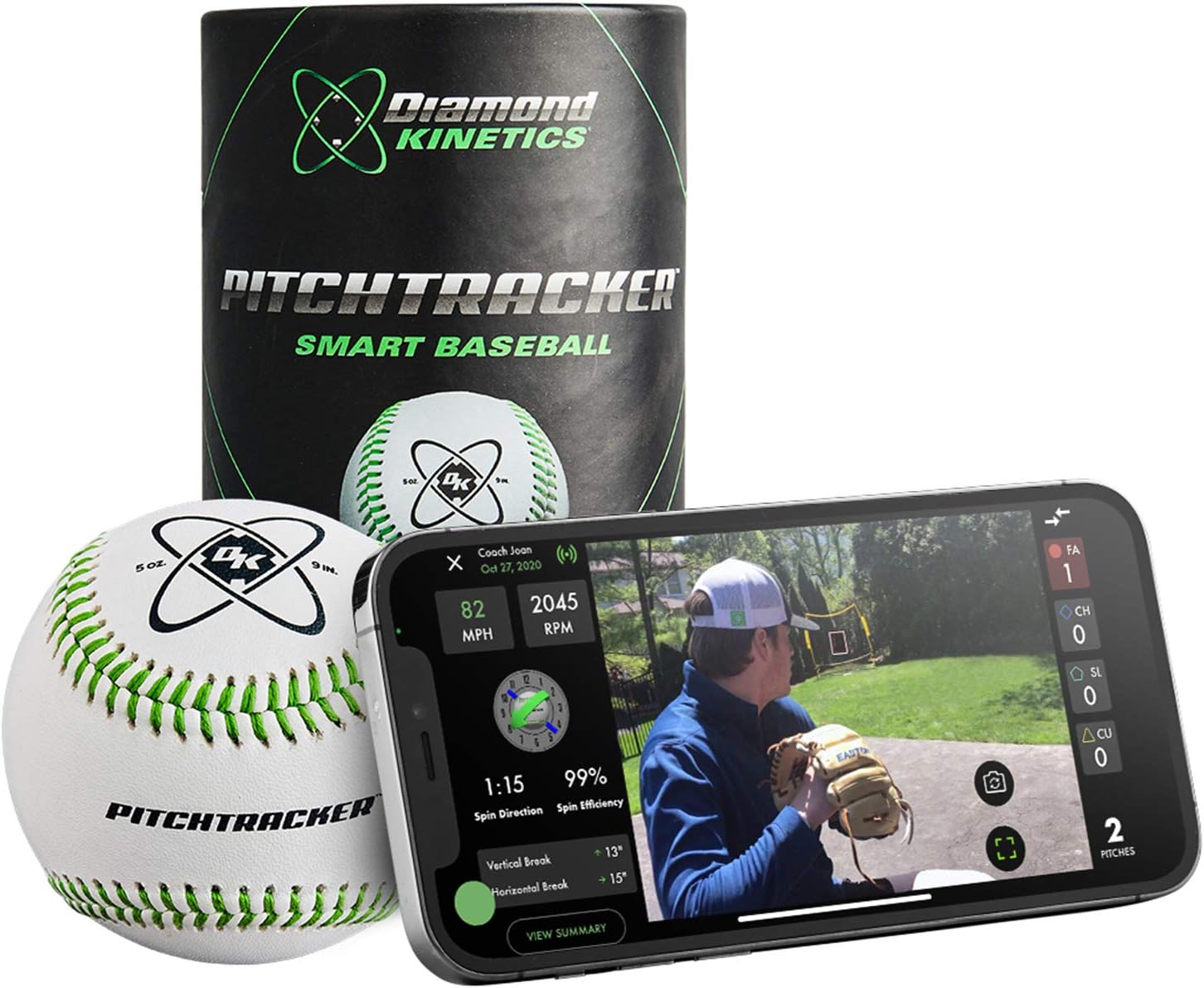 Diamond Kinetics PitchTracker Baseball Smart Ball, 14-Day Premium Subscription Included