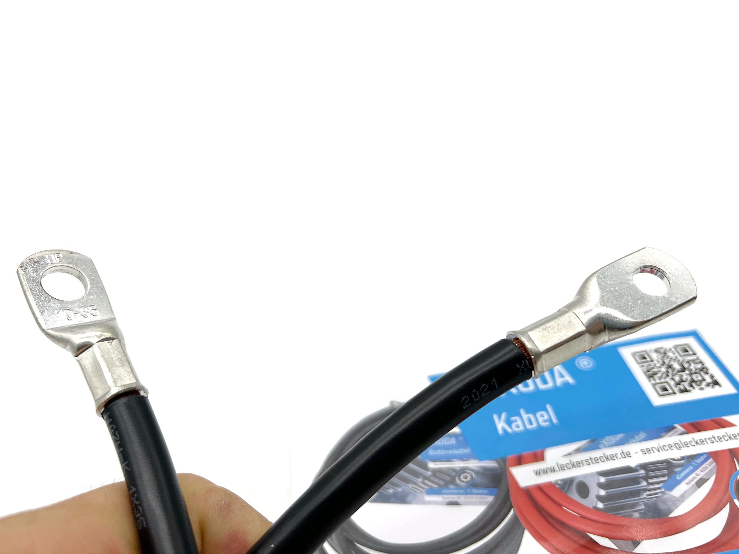eXODA Batteriekabel 35 mm² 50cm M8 M10 Schwarz flexibles Kabel max 5645 Watt 12V geeignet für Auto Boot Motorrad langlebig zuverlässig hohe Qualität hitzebeständig bis 70 Grad