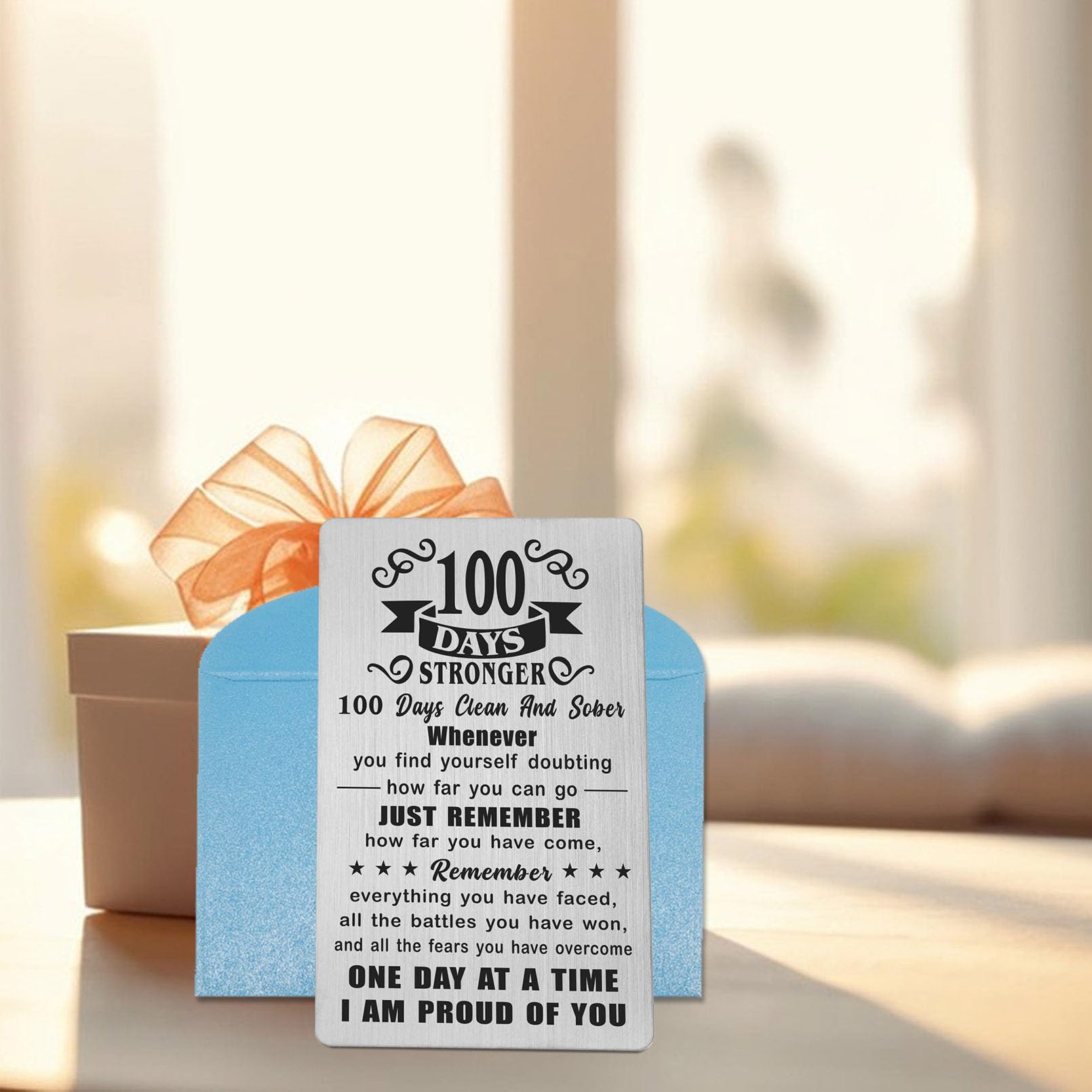 Cadeaux sobres de 100 jours – Cadeaux de sobriété AA de 100 jours pour homme et femme – Carte de 100 jours plus forts et sobres – Jeton de récupération de dépendance de 100 jours