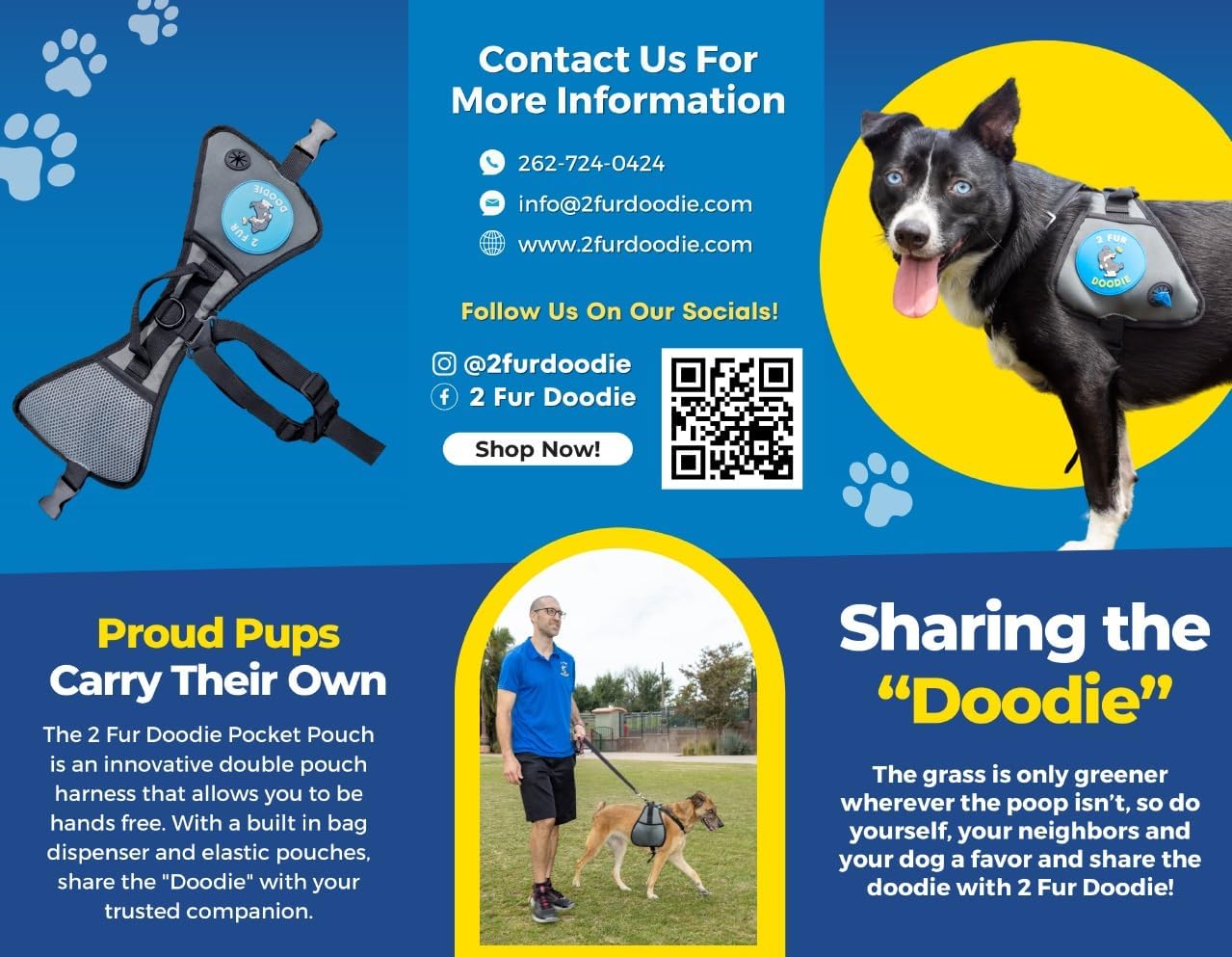 The Poop Saddle – All-in-One Dog Harness with Built-in Poop Bag Holder, Storage Pouch & Cooling Mesh | Hands-Free Waste Bag Carrying for Daily Dog Walks Size (MED-LG)