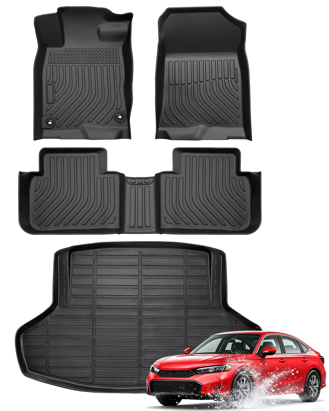 Car Floor Mats for Honda Civic 2022-2026 (Gas Sedan), Black