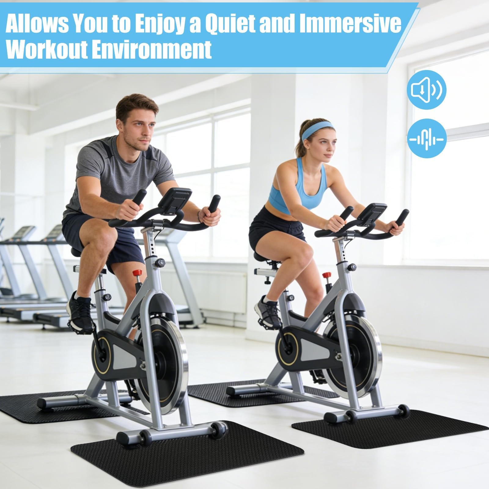 Esterilla protectora para el suelo, dispositivo de fitness, 2 unidades, de silicona de doble cara, antideslizante, resistente a los golpes, alfombrilla para aparatos de fitness, cinta de correr - 5