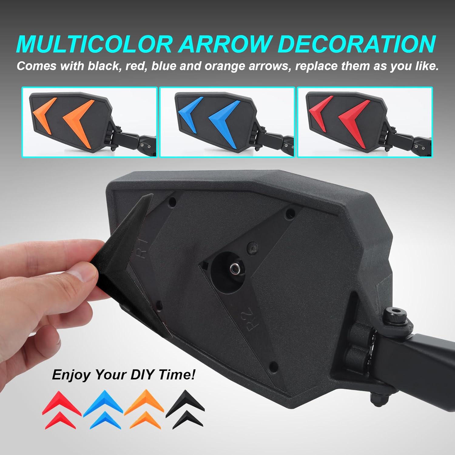UTV Side Mirrors, Side By Side View UTV Mirror Fits 1.75"-2.0" Roll Cage, Compatible with Polaris Ranger and RZR, Can Am Defender X3, Honda Pioneer Talon SXS, Kawasaki Mule KRX (Side Mirror)