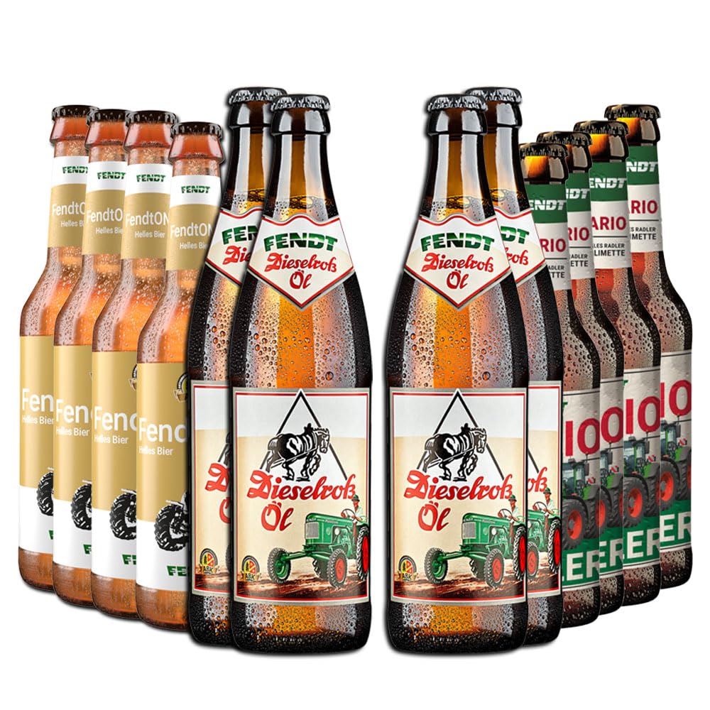 12er Fendt Bierpaket: One, Dieselross-Öl und Vario Dunkles Radler