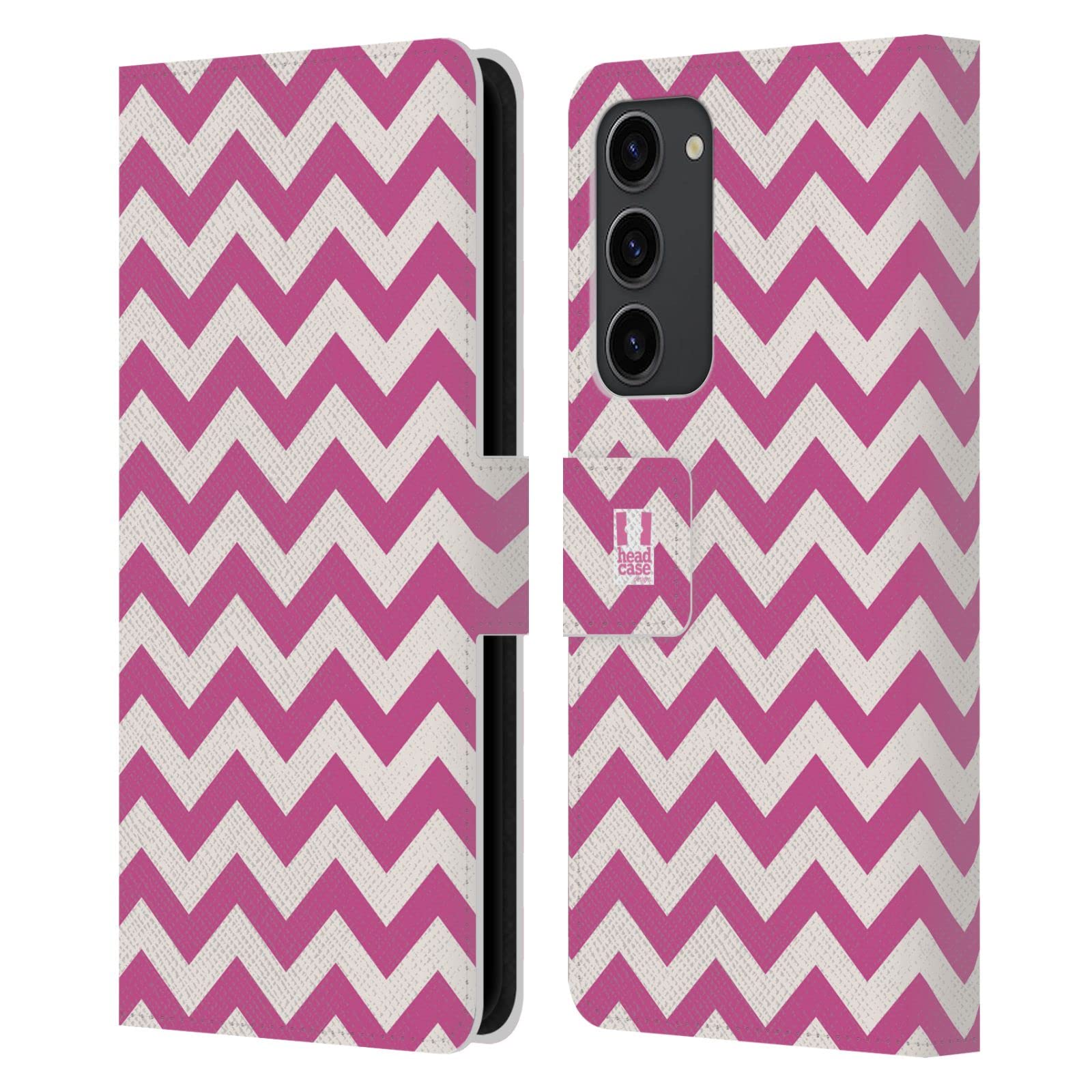 Étui portefeuille Galaxy S23 Plus Head Case Designs en cuir rose zigzag chic - 7