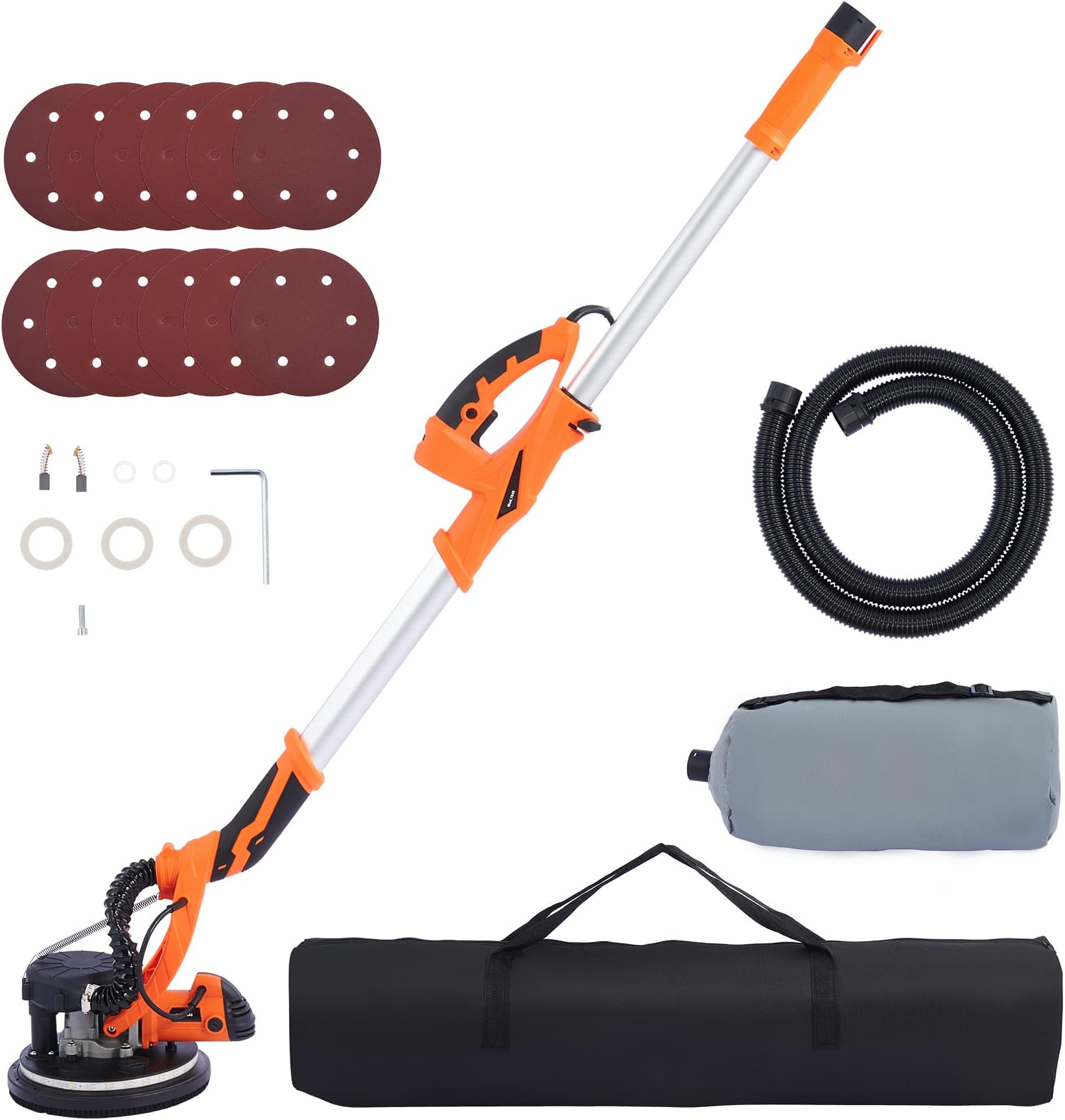 CO-Z 850W Drywall Sander with Vacuum Attachment, 5 Speed Electric Sander with Extendable Handle LED Lights Dust Collector & 12 Sanding Discs, Drywall Power Tool for Woodworking Home Improvement