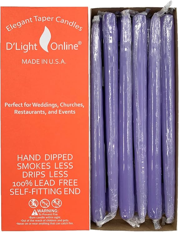 D'light Online Elegant 10" Unscented Pale Lavender Taper