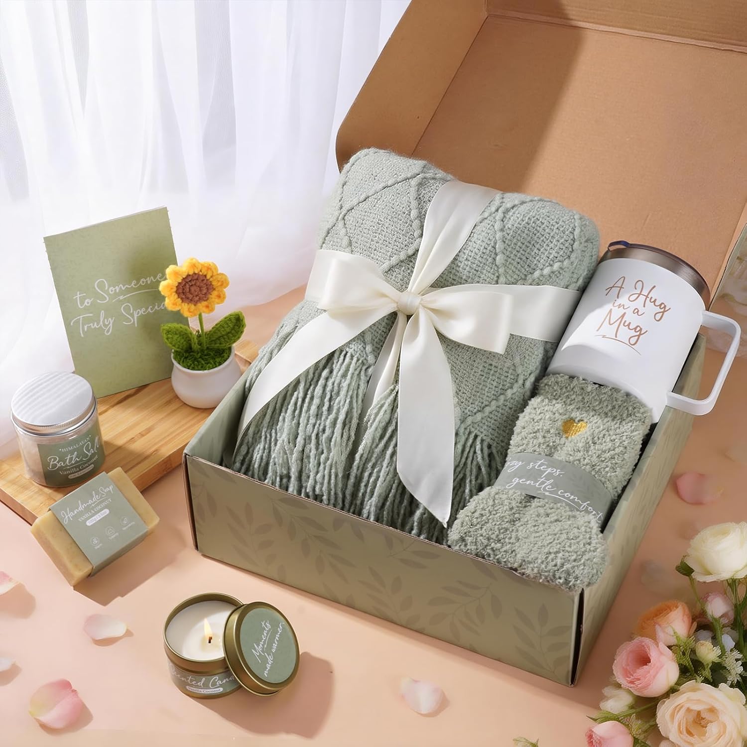 Get Well Gifts for Women After Surgery, Sending Sunshine Gift Baskets for Women Her Mom Best friend Wife Daughter Birthday Gifts Self Care Gift Basket, Get Well Soon Relaxing Spa Gift Set Care Package - Image 9