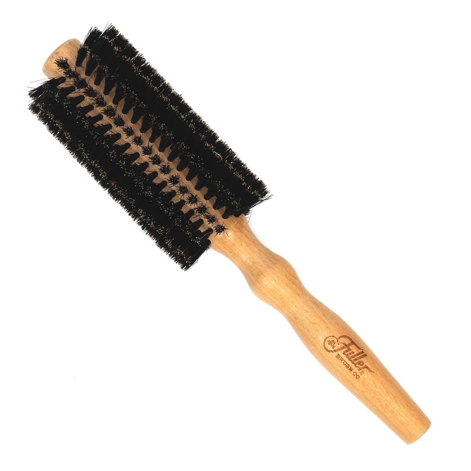 Fuller Brush Natural Beechwood Hairbrush - Ergonomic Contoured Handle - Genuine Boar Bristles - Spiral Tufting Pattern for Curls & Bobs - Style & Wave with Natural Shine (All Round)