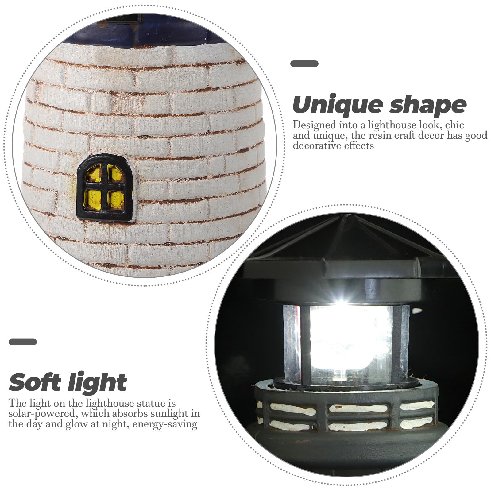 Statua Faro in Resina Solare per Esterni, Ornamento Luminoso per Giardino, Prato e Cortile Luce LED a Energia Solare, Decorazione Paesaggistica a Tema Marino