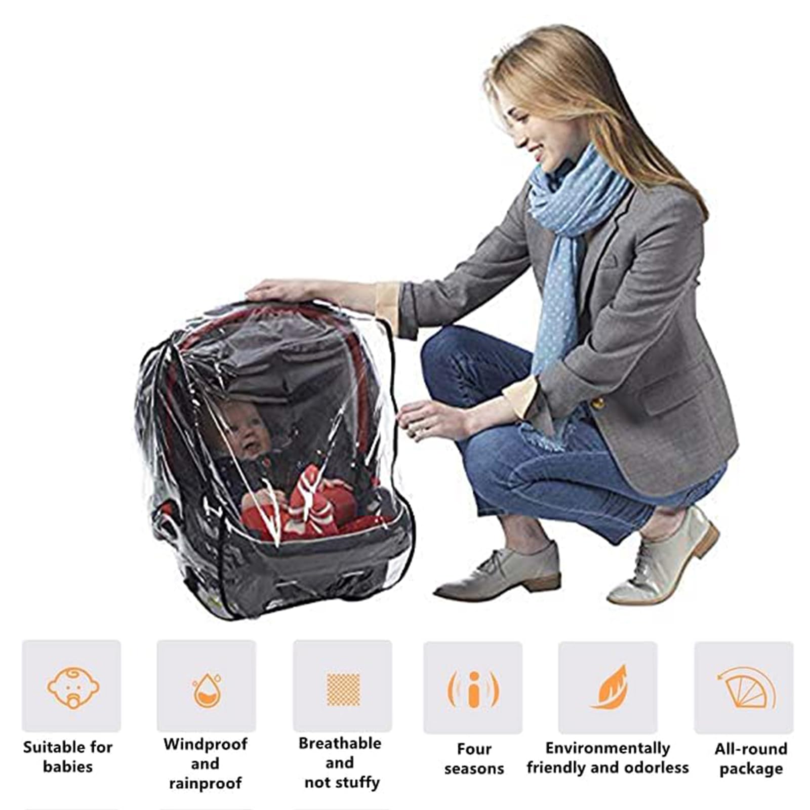 Housse De Pluie Universelle Pour Siège Auto Bébé - Protection Complète Transparent