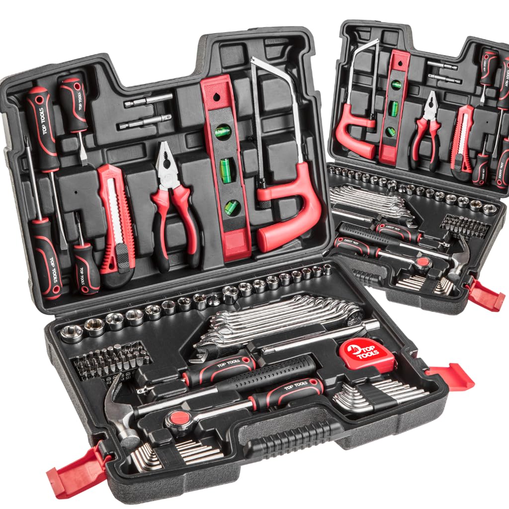 TOP TOOLS Werkzeugset 100-teilig mit Steckschlüsseln 3/8" Ratsche