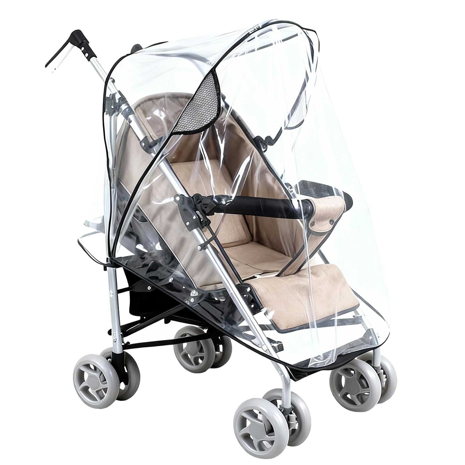 Universal Stroller Rain Cover - Waterproof Baby Buggy Cover with Air Holes and Transparent Window, Protects Against Rain, Snow, Dust, Sunlight for All Seasons, Compatible with All Pushchairs and Buggi