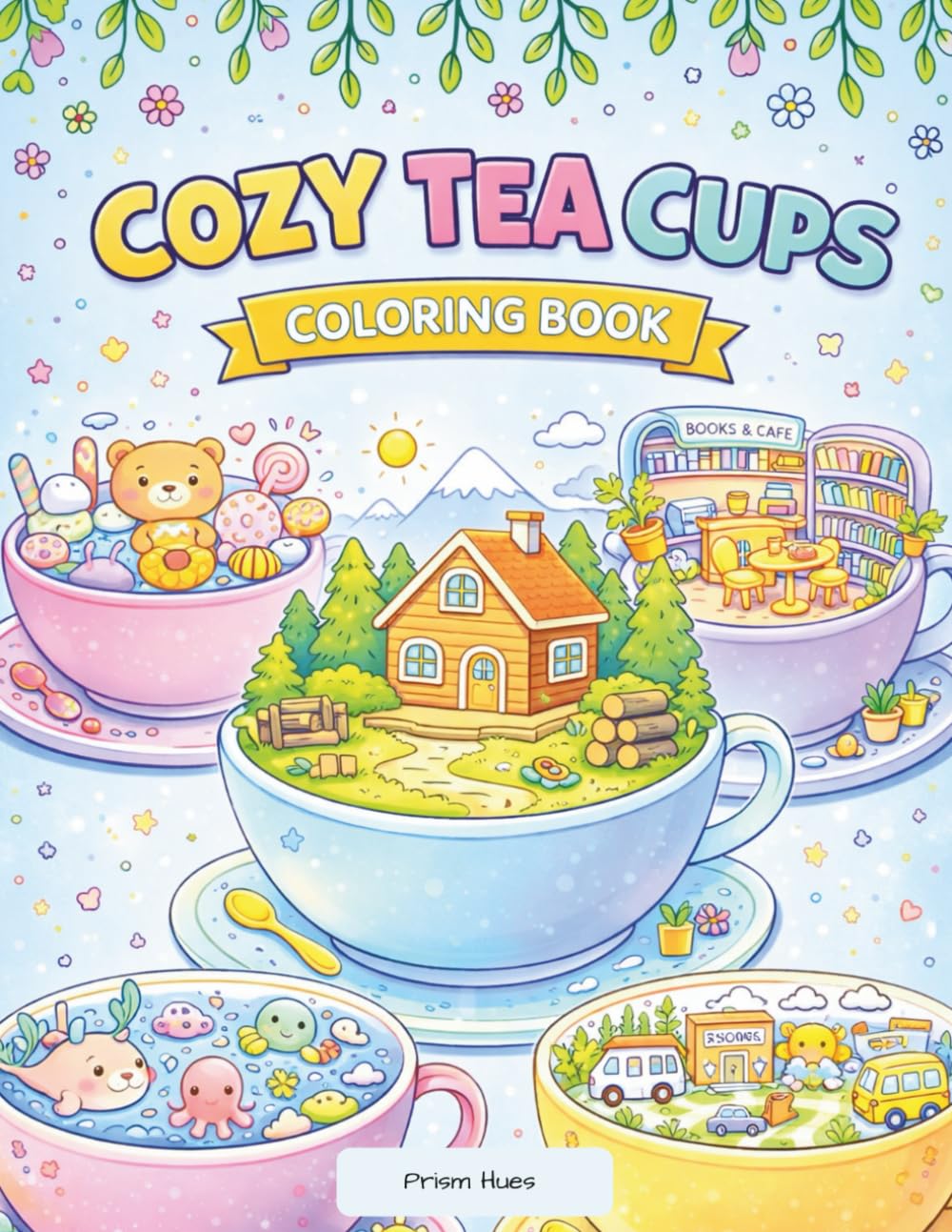 Tiny Cozy Worlds in Teacups Coloring Book: Cute Miniature Scenes for Relaxation and Stress Relief | Adorable Aesthetic Coloring Pages for Adults & Teens (Comfy and Cozy Series)