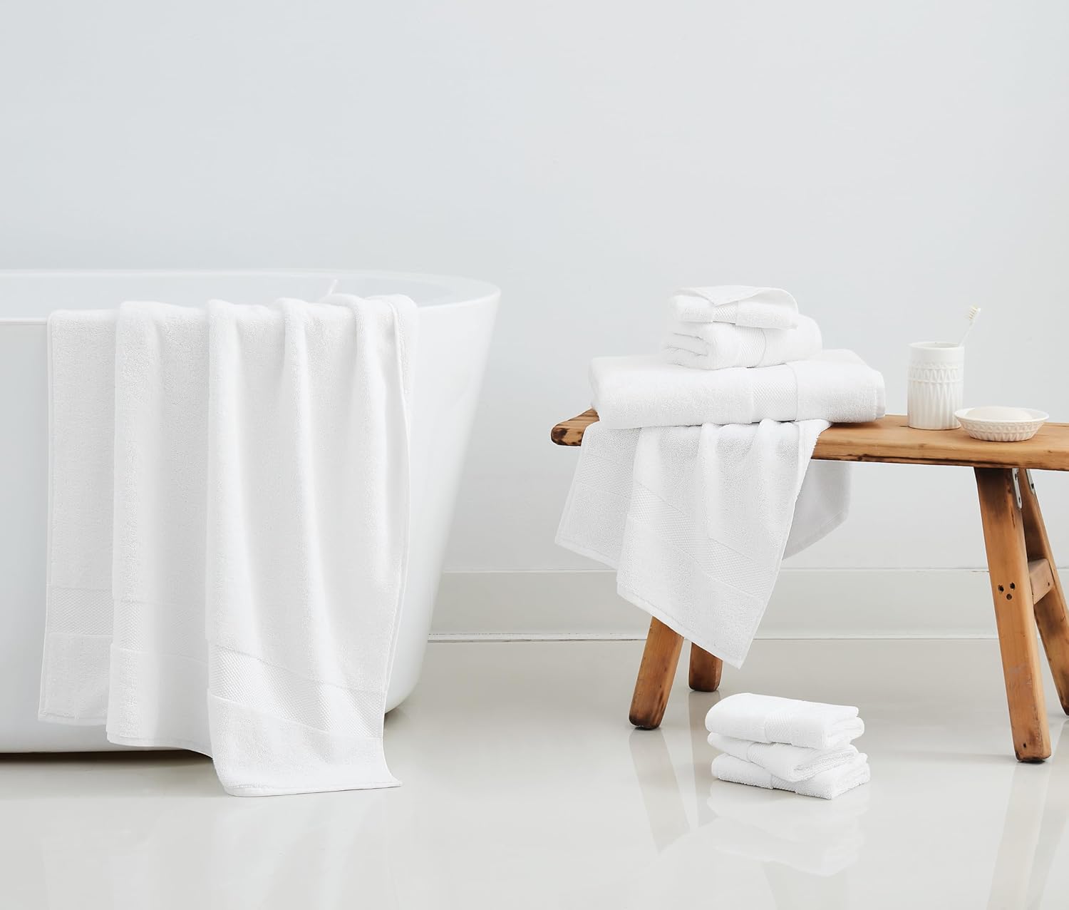 Christian Siriano NY Plush Turkish Cotton 8 Piece Towel Set in Blue, Solid Color Themed, Oeko-TEX Certified Confidence