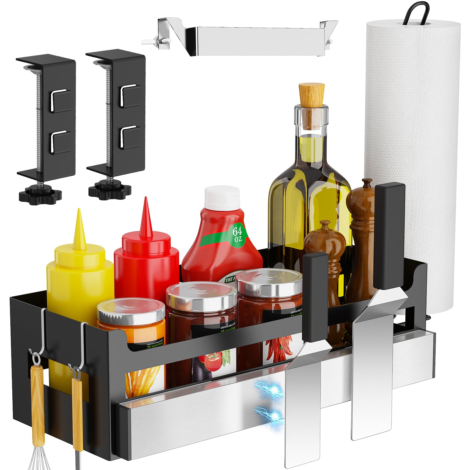 Grill-Caddy Für Blackstone Grillplatten – Mit Magnetischem Werkzeughalter & Papierhandtuchhalter | Passt Für 28-36 Zoll Grills