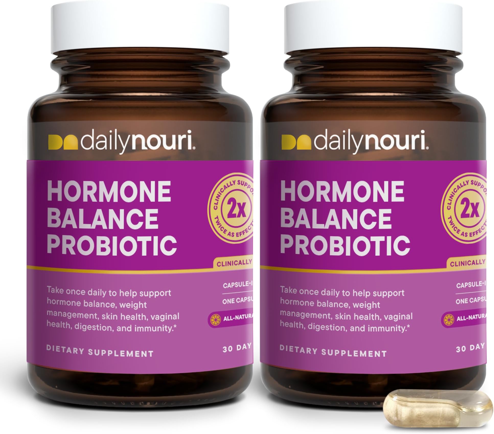 Daily Nouri Hormone Balance Probiotics for Women | Hormone Balance for Women | PMS, Hormonal Acne, & Bloating Support | 7 Clinically Studied Strains + Omega | 60-Day Supply